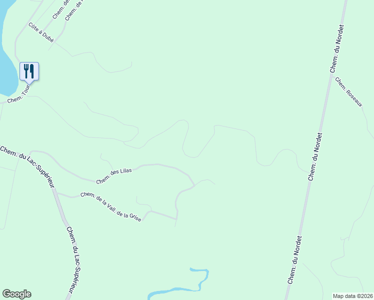 map of restaurants, bars, coffee shops, grocery stores, and more near 44 Chemin des Buissons in Lac-Supérieur