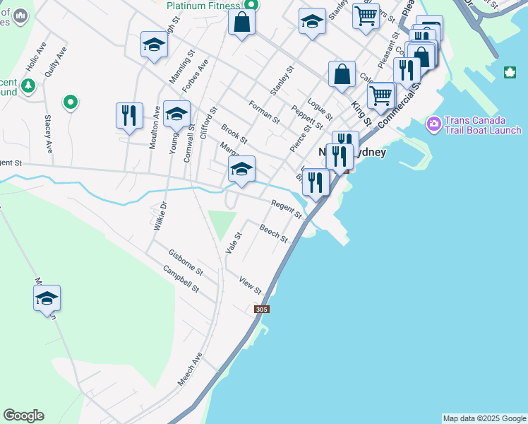 map of restaurants, bars, coffee shops, grocery stores, and more near 27 Victoria Street in North Sydney