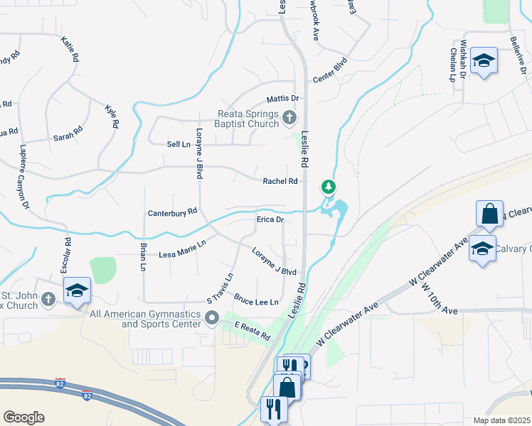 map of restaurants, bars, coffee shops, grocery stores, and more near 138 Erica Drive in Richland