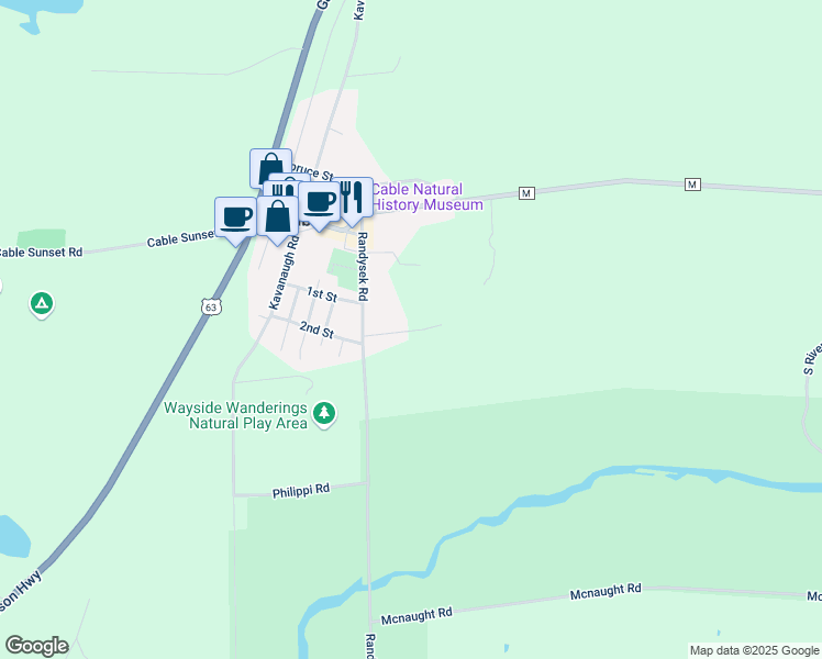 map of restaurants, bars, coffee shops, grocery stores, and more near 13610 Treeline Road in Cable