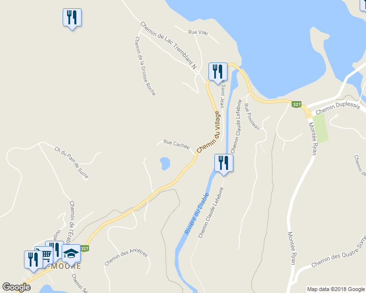 map of restaurants, bars, coffee shops, grocery stores, and more near 177 Rue Cachée in Mont-Tremblant