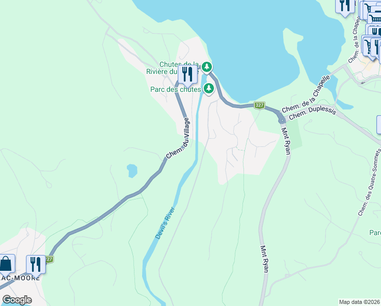 map of restaurants, bars, coffee shops, grocery stores, and more near 2611 Chemin du Village in Mont-Tremblant
