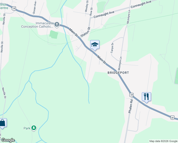 map of restaurants, bars, coffee shops, grocery stores, and more near Dodd Street in Glace Bay