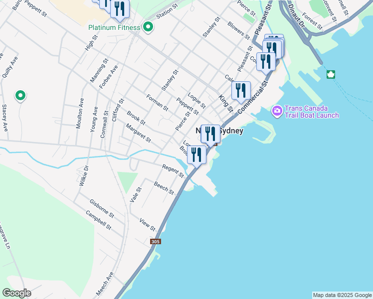 map of restaurants, bars, coffee shops, grocery stores, and more near 19 Brooks Street in Sydney