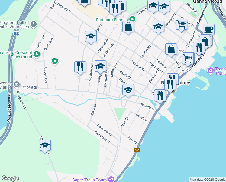 map of restaurants, bars, coffee shops, grocery stores, and more near 14 Catherine Street in Sydney