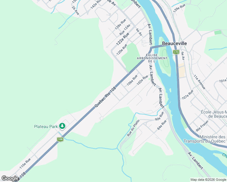 map of restaurants, bars, coffee shops, grocery stores, and more near 245 Québec 108 in Beauceville