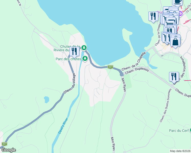 map of restaurants, bars, coffee shops, grocery stores, and more near 128 Rue Pinoteau in Mont-Tremblant