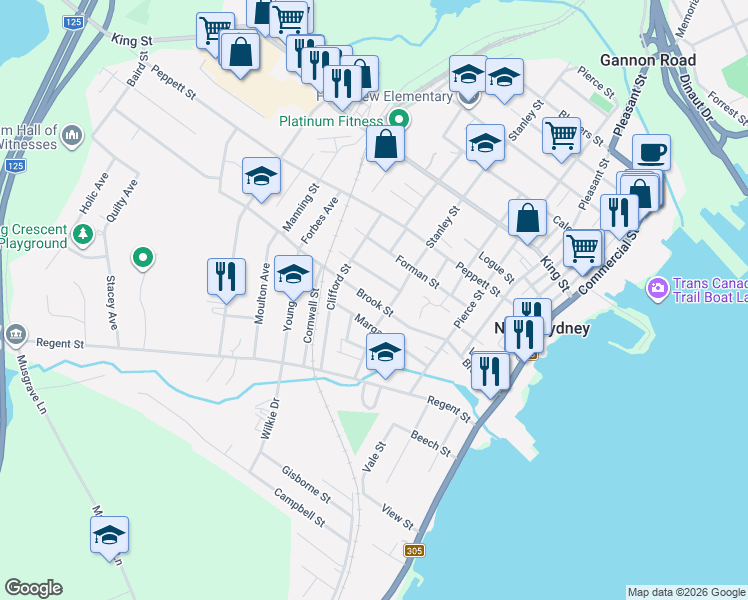 map of restaurants, bars, coffee shops, grocery stores, and more near 71 Brooks Street in Sydney