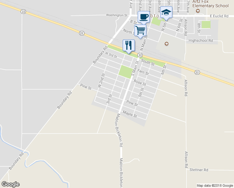 map of restaurants, bars, coffee shops, grocery stores, and more near 313 Pine Street in Mabton