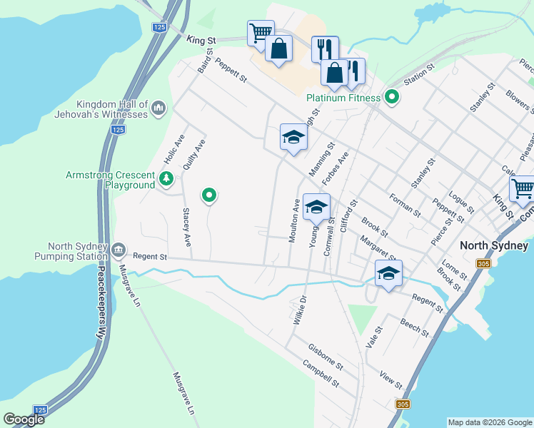 map of restaurants, bars, coffee shops, grocery stores, and more near 26 High Street in Sydney