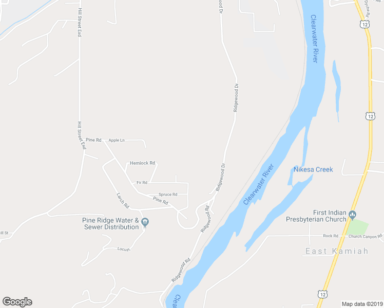 map of restaurants, bars, coffee shops, grocery stores, and more near 1215 Ridgewood Drive in Kamiah