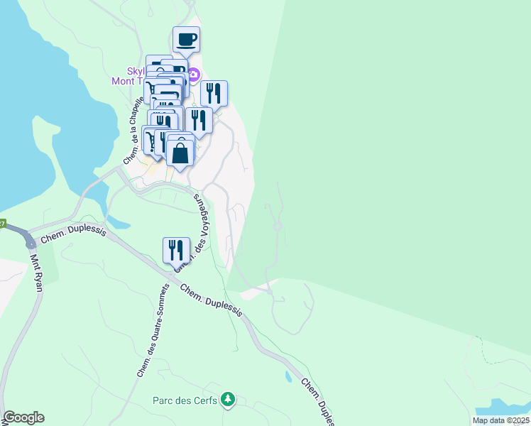 map of restaurants, bars, coffee shops, grocery stores, and more near 154 Chemin des Sous Bois in Mont-Tremblant