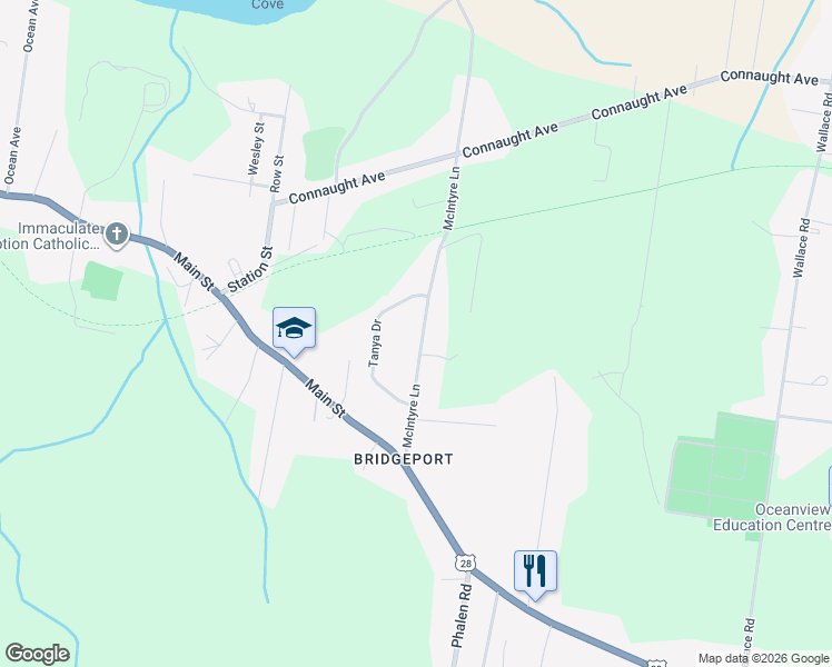 map of restaurants, bars, coffee shops, grocery stores, and more near 173 McIntyre Lane in Glace Bay