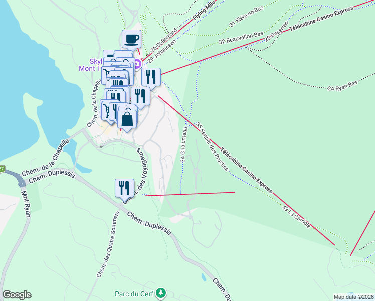 map of restaurants, bars, coffee shops, grocery stores, and more near 164 Chemin des Sous Bois in Mont-Tremblant