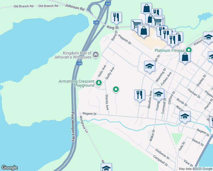 map of restaurants, bars, coffee shops, grocery stores, and more near 37 Stacey Avenue in North Sydney