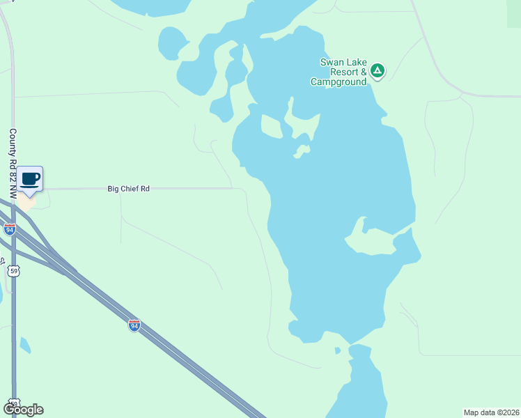 map of restaurants, bars, coffee shops, grocery stores, and more near 23043 Big Chief Road in Fergus Falls