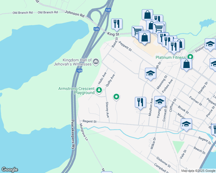 map of restaurants, bars, coffee shops, grocery stores, and more near 37 Stacey Avenue in North Sydney