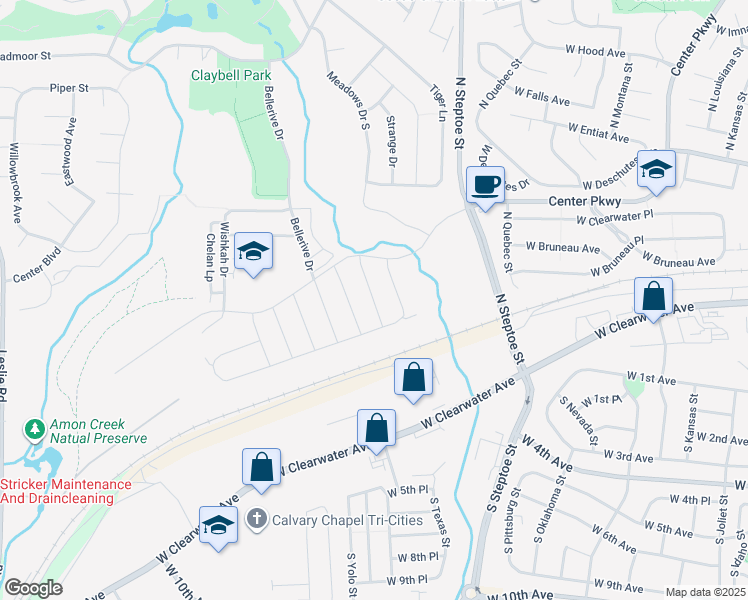 map of restaurants, bars, coffee shops, grocery stores, and more near 2962 Cashmere Drive in Richland