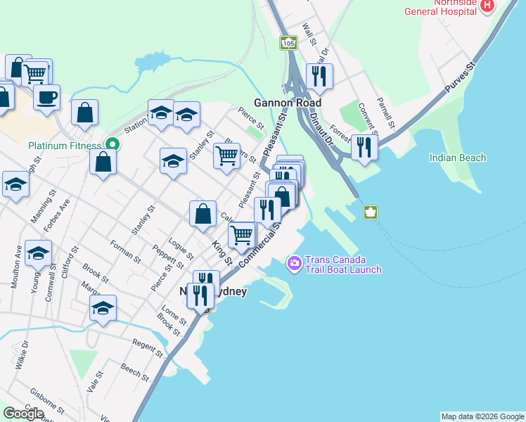 map of restaurants, bars, coffee shops, grocery stores, and more near 17 Archibald Avenue in Sydney