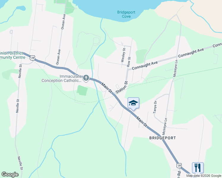 map of restaurants, bars, coffee shops, grocery stores, and more near 1326 Main Street in Glace Bay