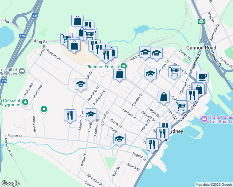 map of restaurants, bars, coffee shops, grocery stores, and more near 99 Peppett Street in North Sydney