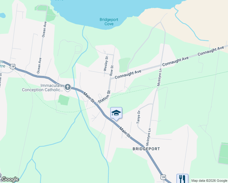 map of restaurants, bars, coffee shops, grocery stores, and more near 26 Windward Drive in Glace Bay