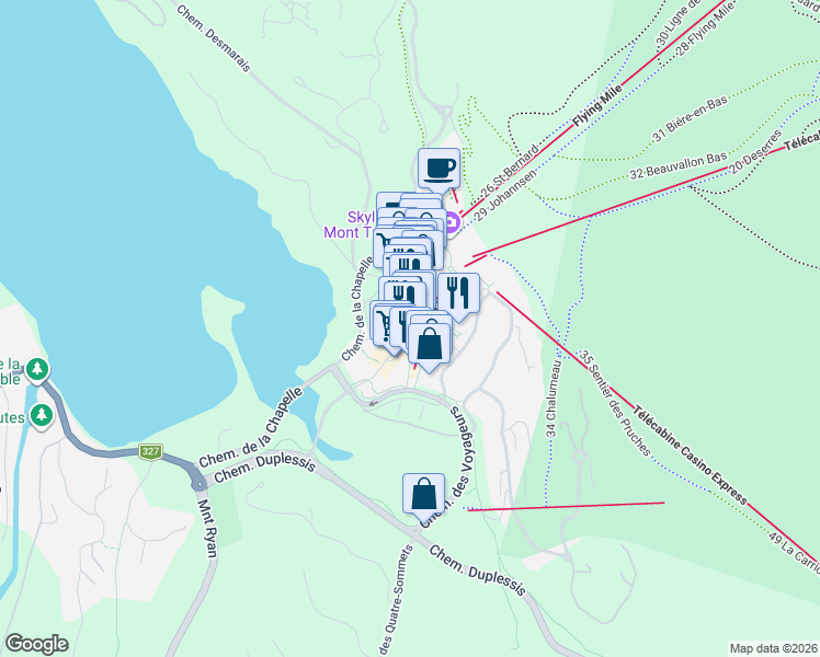 map of restaurants, bars, coffee shops, grocery stores, and more near 160 Chemin du Curé Deslauriers in Mont-Tremblant