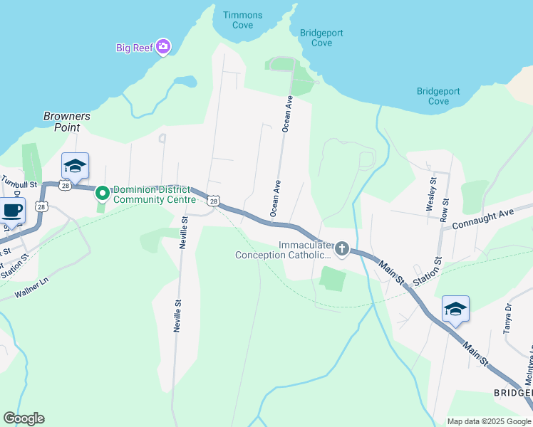 map of restaurants, bars, coffee shops, grocery stores, and more near 345 Kings Road in Dominion