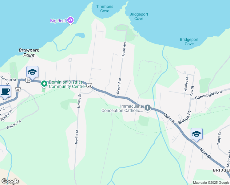 map of restaurants, bars, coffee shops, grocery stores, and more near 345 Kings Road in Dominion