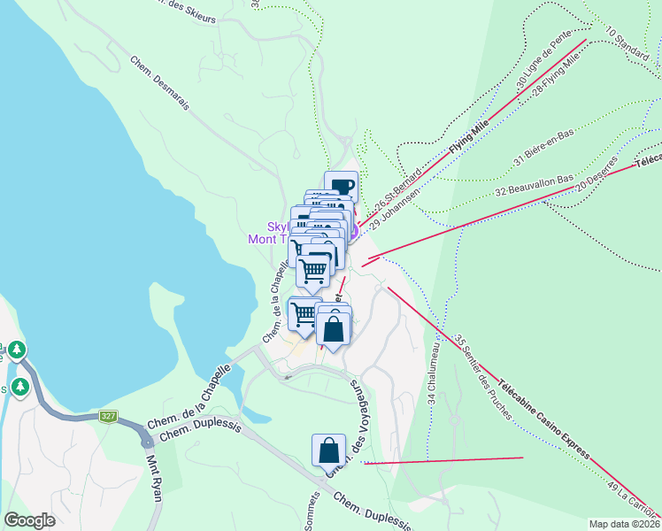 map of restaurants, bars, coffee shops, grocery stores, and more near 118 Chemin de Kandahar in Mont-Tremblant
