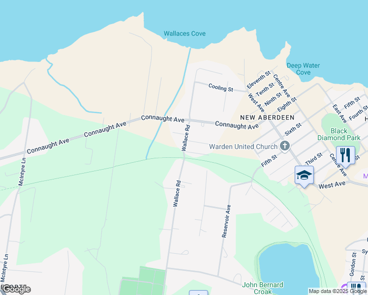 map of restaurants, bars, coffee shops, grocery stores, and more near 202 Wallace Road in Glace Bay