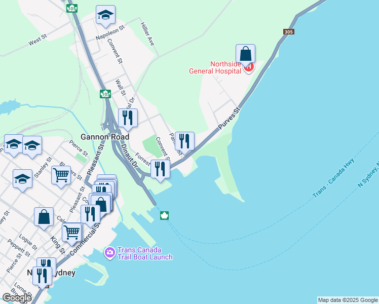 map of restaurants, bars, coffee shops, grocery stores, and more near 436 Purves Street in North Sydney