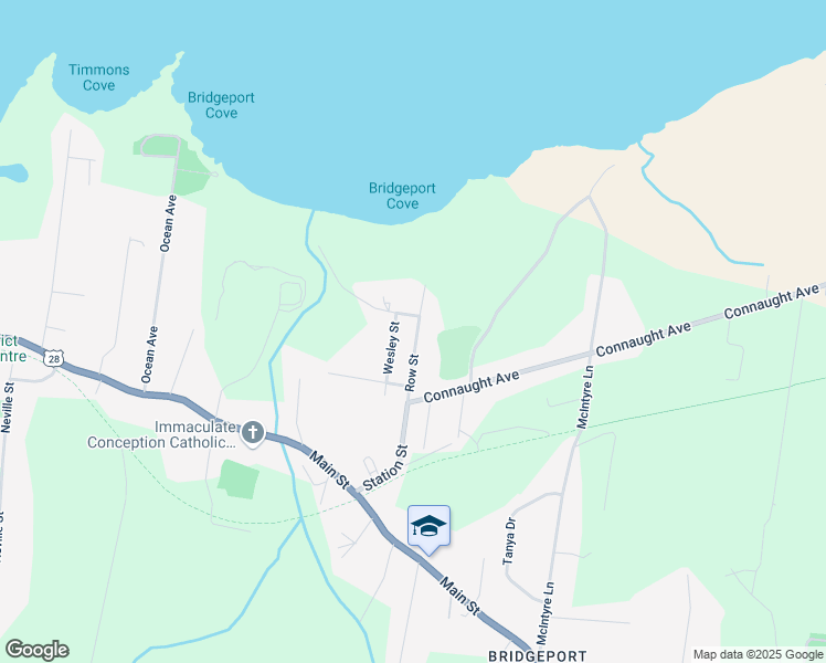 map of restaurants, bars, coffee shops, grocery stores, and more near 36 Row Street in Glace Bay