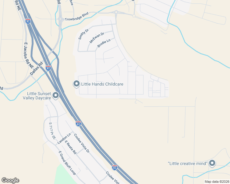 map of restaurants, bars, coffee shops, grocery stores, and more near Interstate 82 in Kennewick