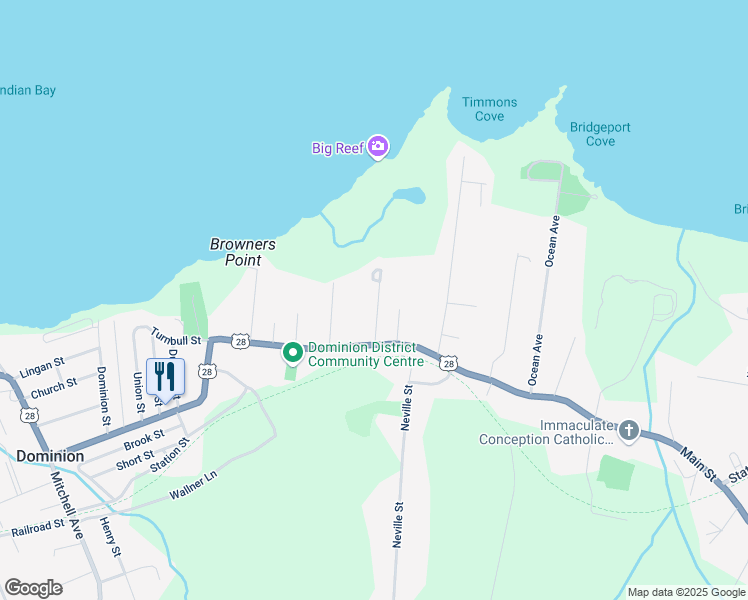 map of restaurants, bars, coffee shops, grocery stores, and more near 33 Villa Nova Road in Dominion