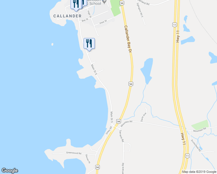 map of restaurants, bars, coffee shops, grocery stores, and more near 720 Main Street South in Parry Sound District