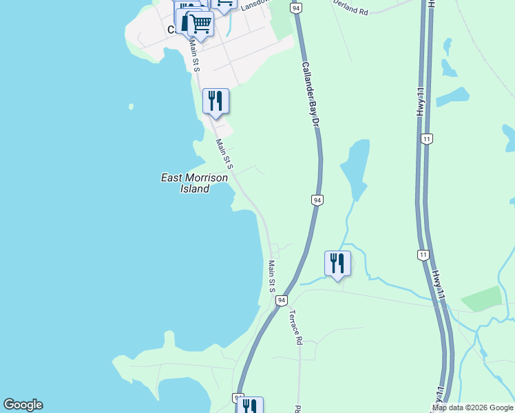 map of restaurants, bars, coffee shops, grocery stores, and more near 720 Main Street South in Parry Sound District