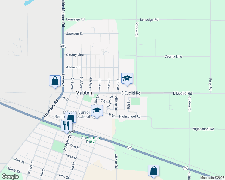 map of restaurants, bars, coffee shops, grocery stores, and more near 609 Washington Ave in Mabton