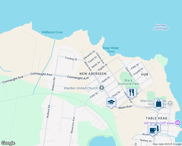 map of restaurants, bars, coffee shops, grocery stores, and more near 4 Connaught Avenue in Glace Bay