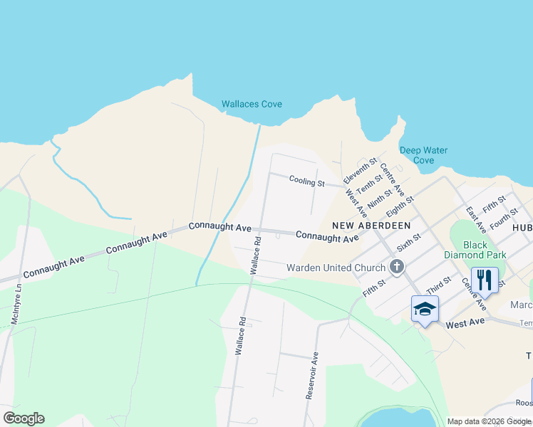 map of restaurants, bars, coffee shops, grocery stores, and more near 228 Wallace Road in Glace Bay