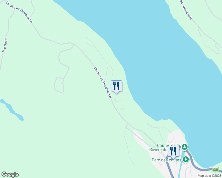 map of restaurants, bars, coffee shops, grocery stores, and more near 231 Chemin de Lac Tremblant Nord in Mont-Tremblant
