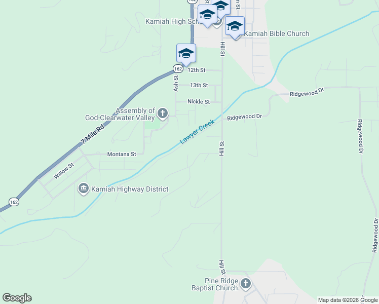 map of restaurants, bars, coffee shops, grocery stores, and more near 1410 Meisner Lane in Kamiah