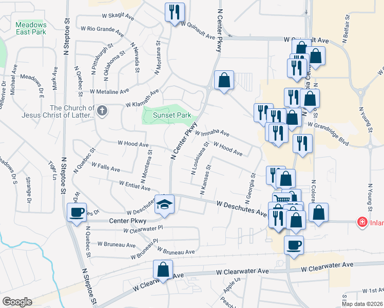 map of restaurants, bars, coffee shops, grocery stores, and more near 8306 West Grand Ronde Place in Kennewick