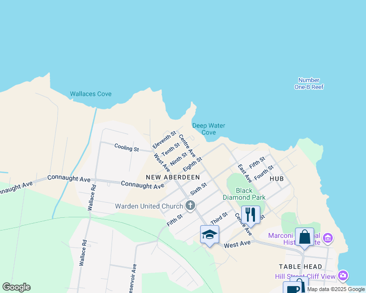 map of restaurants, bars, coffee shops, grocery stores, and more near 26 Tenth Street in Glace Bay
