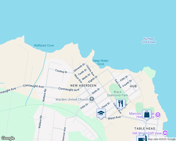 map of restaurants, bars, coffee shops, grocery stores, and more near 26 Tenth Street in Glace Bay