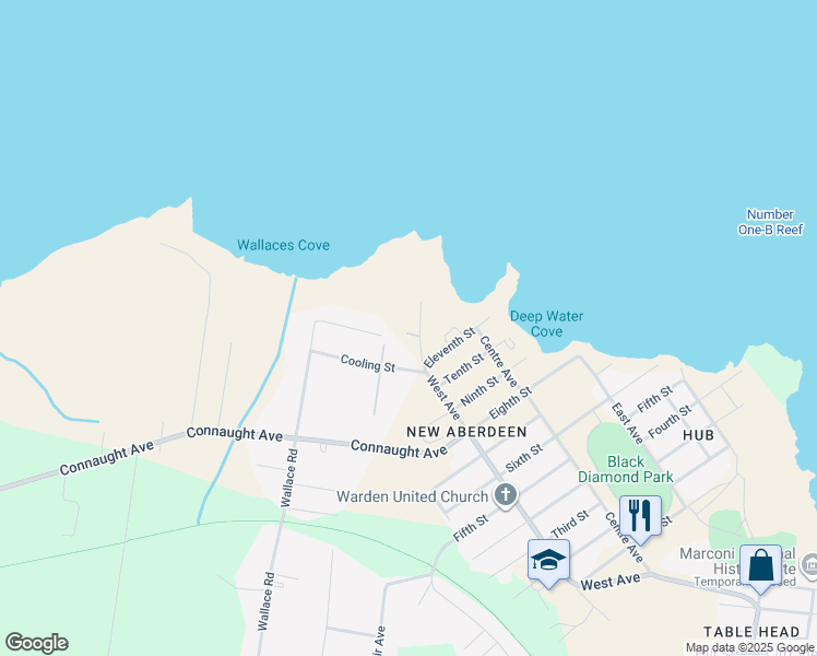 map of restaurants, bars, coffee shops, grocery stores, and more near 9 Sheas Lane in Glace Bay