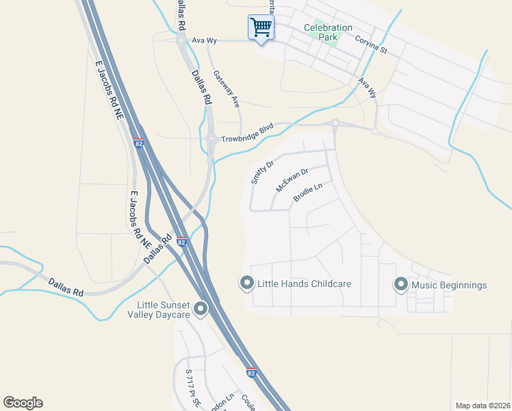 map of restaurants, bars, coffee shops, grocery stores, and more near 5061 Smitty Drive in Kennewick