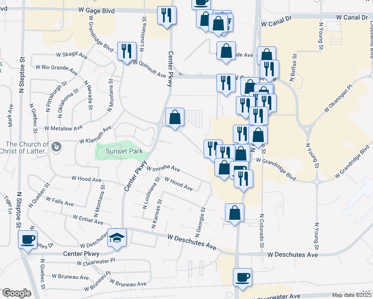 map of restaurants, bars, coffee shops, grocery stores, and more near 8113 West Grandridge Boulevard in Kennewick