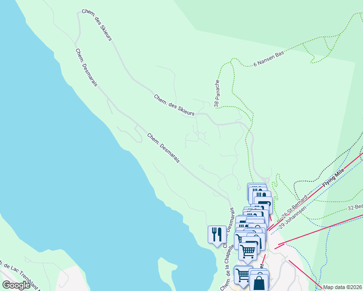 map of restaurants, bars, coffee shops, grocery stores, and more near 134 Chemin des Légendes in Mont-Tremblant
