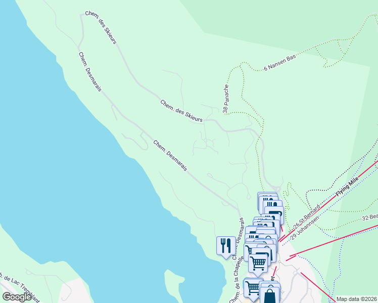 map of restaurants, bars, coffee shops, grocery stores, and more near 148 Chemin des Légendes in Mont-Tremblant